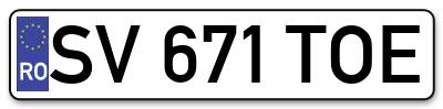 Placuta inmatriculare numar auto  SV-671-TOE, SV 671 TOE, SV671TOE