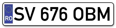 Placuta inmatriculare numar auto  SV-676-OBM, SV 676 OBM, SV676OBM