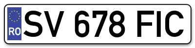 Placuta inmatriculare numar auto  SV-678-FIC, SV 678 FIC, SV678FIC