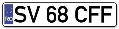Placuta inmatriculare numar auto  SV-68-CFF, SV 68 CFF, SV68CFF