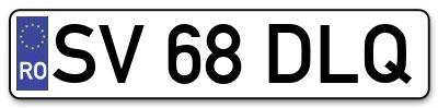 Placuta inmatriculare numar auto  SV-68-DLQ, SV 68 DLQ, SV68DLQ