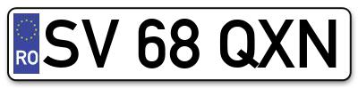 Placuta inmatriculare numar auto  SV-68-QXN, SV 68 QXN, SV68QXN