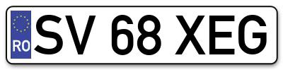 Placuta inmatriculare numar auto  SV-68-XEG, SV 68 XEG, SV68XEG