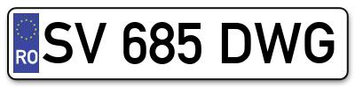 Placuta inmatriculare numar auto  SV-685-DWG, SV 685 DWG, SV685DWG