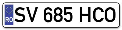 Placuta inmatriculare numar auto  SV-685-HCO, SV 685 HCO, SV685HCO
