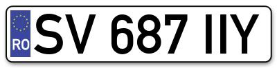 Placuta inmatriculare numar auto  SV-687-IIY, SV 687 IIY, SV687IIY