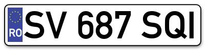 Placuta inmatriculare numar auto  SV-687-SQI, SV 687 SQI, SV687SQI
