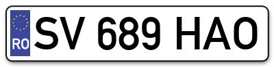 Placuta inmatriculare numar auto  SV-689-HAO, SV 689 HAO, SV689HAO