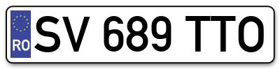 Placuta inmatriculare numar auto  SV-689-TTO, SV 689 TTO, SV689TTO
