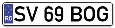 Placuta inmatriculare numar auto  SV-69-BOG, SV 69 BOG, SV69BOG