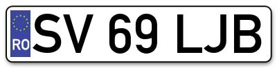 Placuta inmatriculare numar auto  SV-69-LJB, SV 69 LJB, SV69LJB