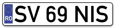 Placuta inmatriculare numar auto  SV-69-NIS, SV 69 NIS, SV69NIS