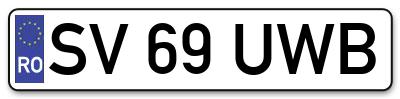 Placuta inmatriculare numar auto  SV-69-UWB, SV 69 UWB, SV69UWB