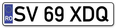 Placuta inmatriculare numar auto  SV-69-XDQ, SV 69 XDQ, SV69XDQ
