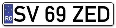 Placuta inmatriculare numar auto  SV-69-ZED, SV 69 ZED, SV69ZED