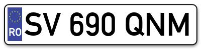 Placuta inmatriculare numar auto  SV-690-QNM, SV 690 QNM, SV690QNM