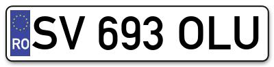 Placuta inmatriculare numar auto  SV-693-OLU, SV 693 OLU, SV693OLU