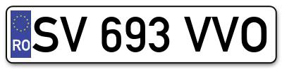 Placuta inmatriculare numar auto  SV-693-VVO, SV 693 VVO, SV693VVO