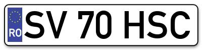 Placuta inmatriculare numar auto  SV-70-HSC, SV 70 HSC, SV70HSC