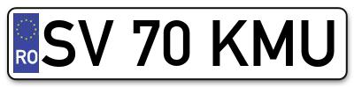 Placuta inmatriculare numar auto  SV-70-KMU, SV 70 KMU, SV70KMU