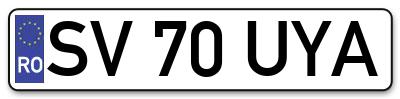 Placuta inmatriculare numar auto  SV-70-UYA, SV 70 UYA, SV70UYA