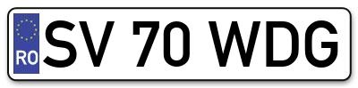 Placuta inmatriculare numar auto  SV-70-WDG, SV 70 WDG, SV70WDG
