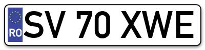 Placuta inmatriculare numar auto  SV-70-XWE, SV 70 XWE, SV70XWE