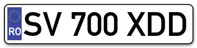 Placuta inmatriculare numar auto  SV-700-XDD, SV 700 XDD, SV700XDD