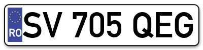 Placuta inmatriculare numar auto  SV-705-QEG, SV 705 QEG, SV705QEG