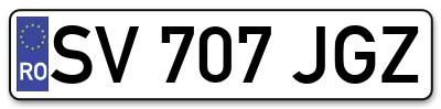 Placuta inmatriculare numar auto  SV-707-JGZ, SV 707 JGZ, SV707JGZ