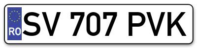 Placuta inmatriculare numar auto  SV-707-PVK, SV 707 PVK, SV707PVK