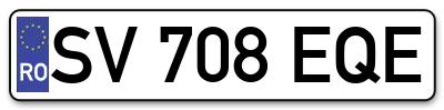 Placuta inmatriculare numar auto  SV-708-EQE, SV 708 EQE, SV708EQE