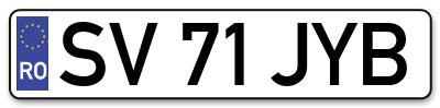Placuta inmatriculare numar auto  SV-71-JYB, SV 71 JYB, SV71JYB