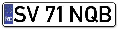 Placuta inmatriculare numar auto  SV-71-NQB, SV 71 NQB, SV71NQB