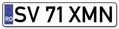 Placuta inmatriculare numar auto  SV-71-XMN, SV 71 XMN, SV71XMN