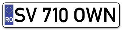 Placuta inmatriculare numar auto  SV-710-OWN, SV 710 OWN, SV710OWN