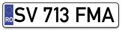 Placuta inmatriculare numar auto  SV-713-FMA, SV 713 FMA, SV713FMA
