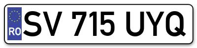 Placuta inmatriculare numar auto  SV-715-UYQ, SV 715 UYQ, SV715UYQ