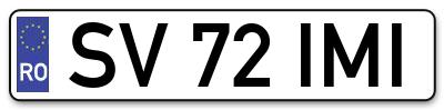 Placuta inmatriculare numar auto  SV-72-IMI, SV 72 IMI, SV72IMI