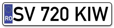 Placuta inmatriculare numar auto  SV-720-KIW, SV 720 KIW, SV720KIW