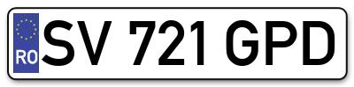 Placuta inmatriculare numar auto  SV-721-GPD, SV 721 GPD, SV721GPD