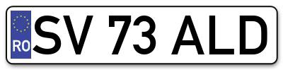 Placuta inmatriculare numar auto  SV-73-ALD, SV 73 ALD, SV73ALD