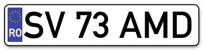 Placuta inmatriculare numar auto  SV-73-AMD, SV 73 AMD, SV73AMD