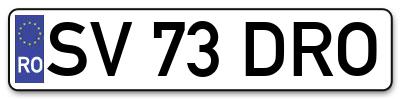 Placuta inmatriculare numar auto  SV-73-DRO, SV 73 DRO, SV73DRO