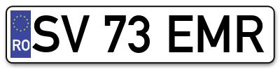 Placuta inmatriculare numar auto  SV-73-EMR, SV 73 EMR, SV73EMR