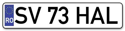 Placuta inmatriculare numar auto  SV-73-HAL, SV 73 HAL, SV73HAL