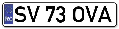 Placuta inmatriculare numar auto  SV-73-OVA, SV 73 OVA, SV73OVA