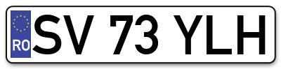Placuta inmatriculare numar auto  SV-73-YLH, SV 73 YLH, SV73YLH