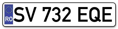 Placuta inmatriculare numar auto  SV-732-EQE, SV 732 EQE, SV732EQE