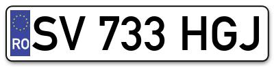 Placuta inmatriculare numar auto  SV-733-HGJ, SV 733 HGJ, SV733HGJ